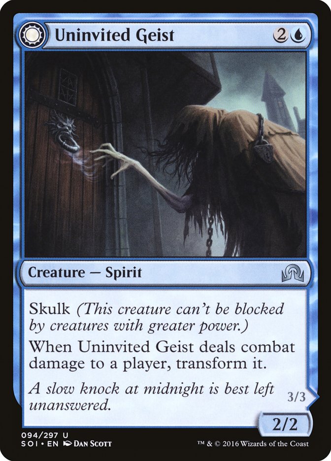 Uninvited Geist // Unimpeded Trespasser [Shadows over Innistrad] | Dragon's Lair Comics and Fantasy Houston TX