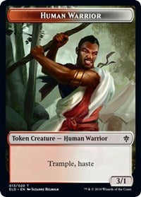 Human Warrior // Food (18) Double-Sided Token [Throne of Eldraine Tokens] | Dragon's Lair Comics and Fantasy Houston TX