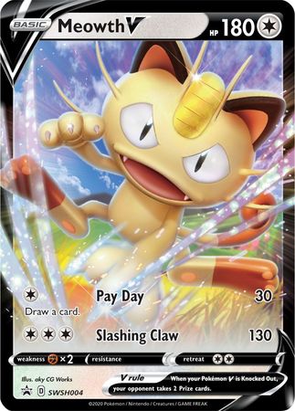 Meowth V (SWSH004) [Sword & Shield: Black Star Promos] | Dragon's Lair Comics and Fantasy Houston TX