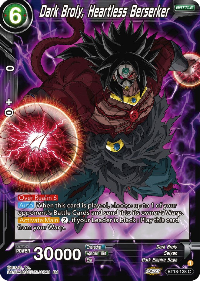 Dark Broly, Heartless Berserker (BT18-128) [Dawn of the Z-Legends] | Dragon's Lair Comics and Fantasy Houston TX