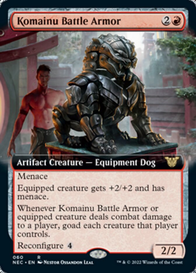 Komainu Battle Armor (Extended Art) [Kamigawa: Neon Dynasty Commander] | Dragon's Lair Comics and Fantasy Houston TX