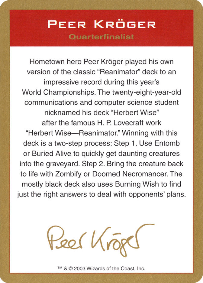 Peer Kroger Bio [World Championship Decks 2003] | Dragon's Lair Comics and Fantasy Houston TX