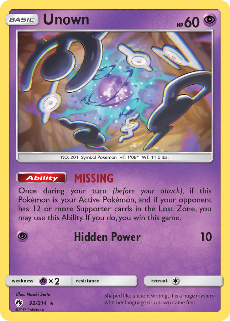 Unown (92/214) [Sun & Moon: Lost Thunder] | Dragon's Lair Comics and Fantasy Houston TX