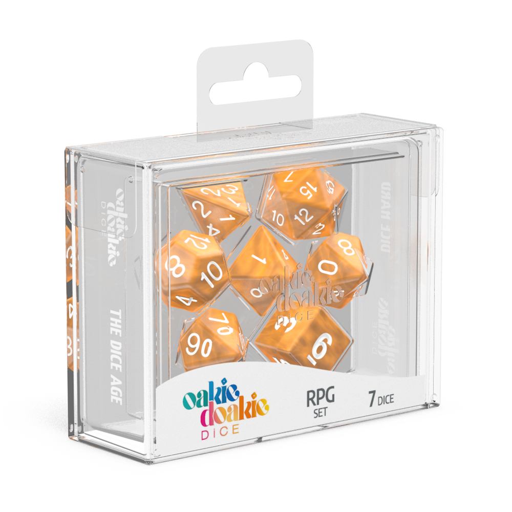 Oakie Doakie Marble Orange Poly 7 Set | Dragon's Lair Comics and Fantasy Houston TX