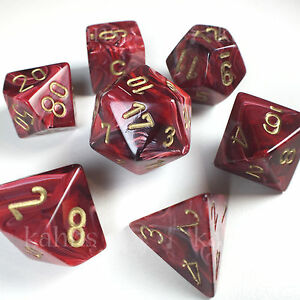 Chessex Vortex: Poly Burgundy/Gold Poly 7 Set | Dragon's Lair Comics and Fantasy Houston TX