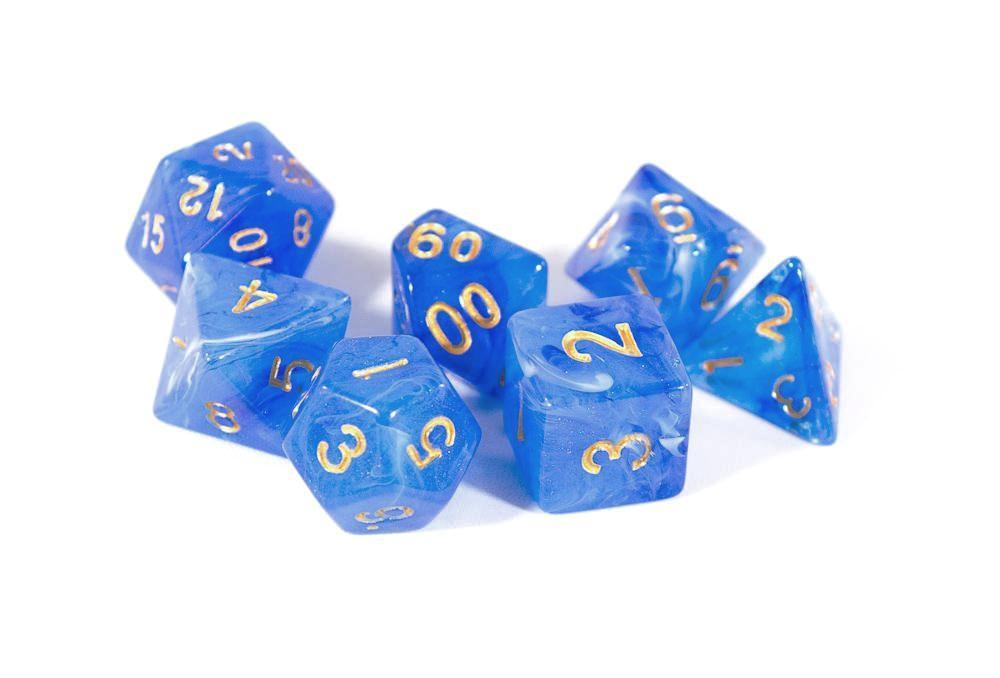 Chessex Vortex: Poly Blue/Gold Poly 7 Set | Dragon's Lair Comics and Fantasy Houston TX