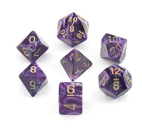 Chessex Vortex: Poly Purple/Gold Poly 7 Set | Dragon's Lair Comics and Fantasy Houston TX