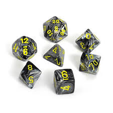 Chessex Vortex: Poly Black/Yellow Poly 7 Set | Dragon's Lair Comics and Fantasy Houston TX