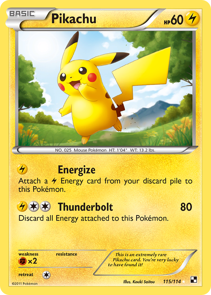 Pikachu (115/114) [Black & White: Base Set] | Dragon's Lair Comics and Fantasy Houston TX