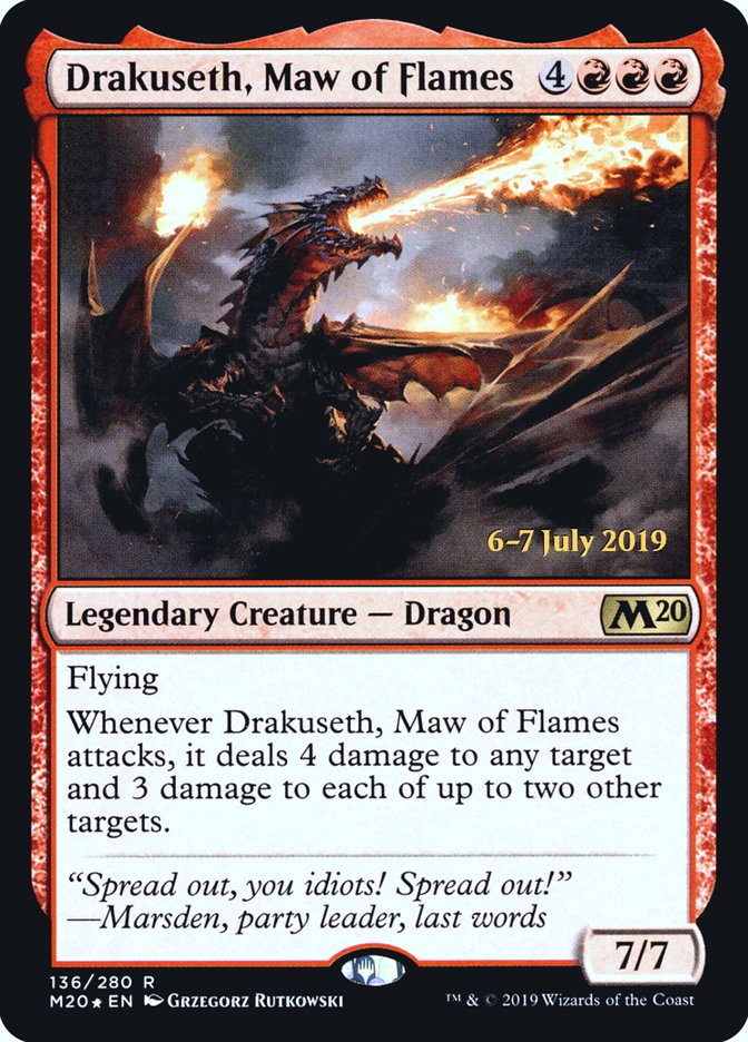 Drakuseth, Maw of Flames [Core Set 2020 Prerelease Promos] | Dragon's Lair Comics and Fantasy Houston TX