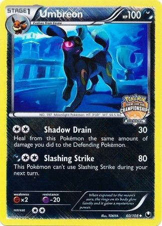 Umbreon (60/108) (Regional Championship Promo) [Black & White: Dark Explorers] | Dragon's Lair Comics and Fantasy Houston TX