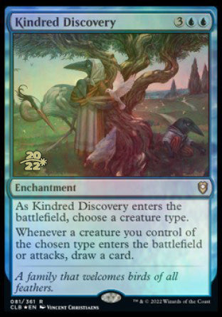 Kindred Discovery [Commander Legends: Battle for Baldur's Gate Prerelease Promos] | Dragon's Lair Comics and Fantasy Houston TX