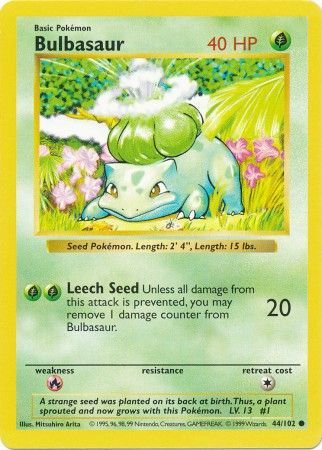 Bulbasaur (44/102) [Base Set Shadowless Unlimited] | Dragon's Lair Comics and Fantasy Houston TX