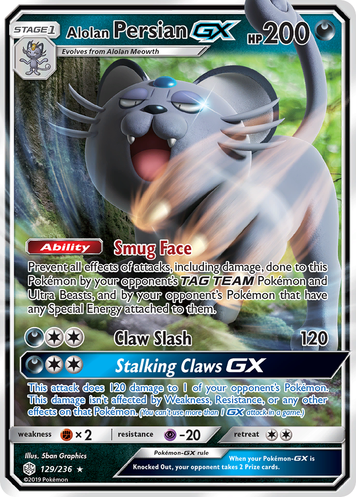 Alolan Persian GX (129/236) [Sun & Moon: Cosmic Eclipse] | Dragon's Lair Comics and Fantasy Houston TX