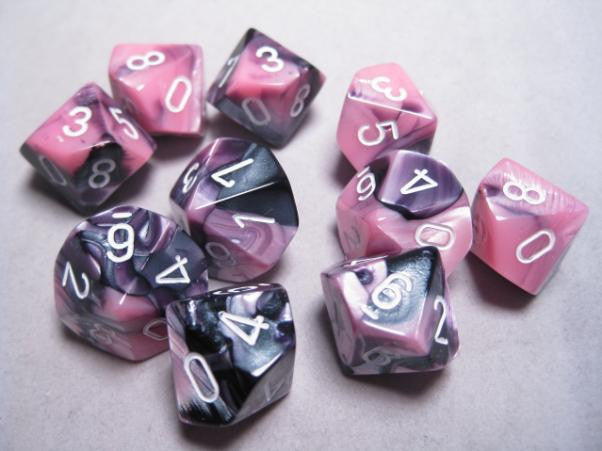 Chessex Gemini Black and Pink with White d10 Set | Dragon's Lair Comics and Fantasy Houston TX