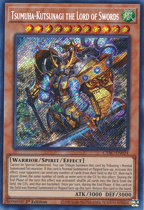 Tsumuha-Kutsunagi the Lord of Swords [CYAC-EN024] Secret Rare | Dragon's Lair Comics and Fantasy Houston TX