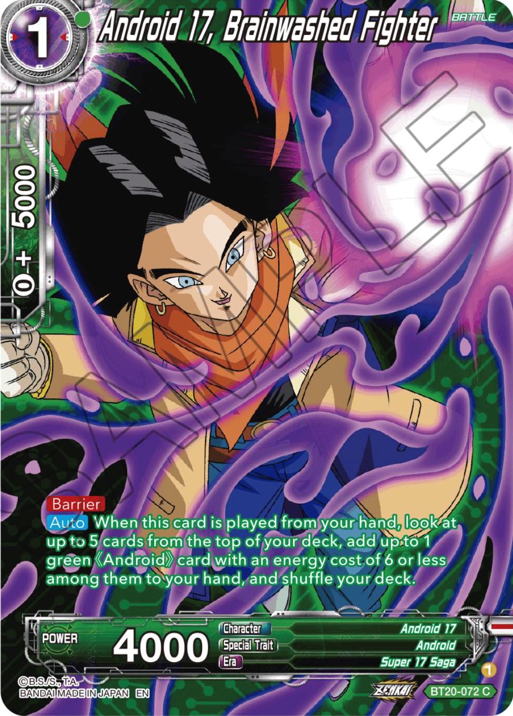 Android 17, Brainwashed Fighter (Silver Foil) (BT20-072) [Power Absorbed] | Dragon's Lair Comics and Fantasy Houston TX