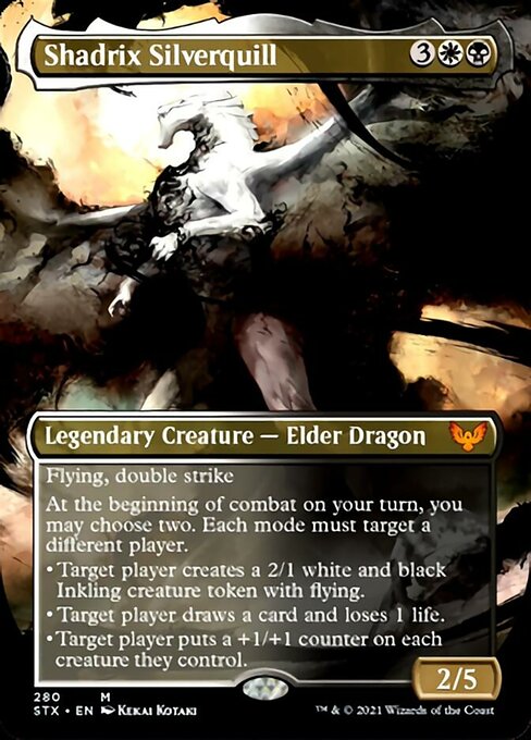 Shadrix Silverquill (Borderless Alternate Art) [Strixhaven: School of Mages] | Dragon's Lair Comics and Fantasy Houston TX