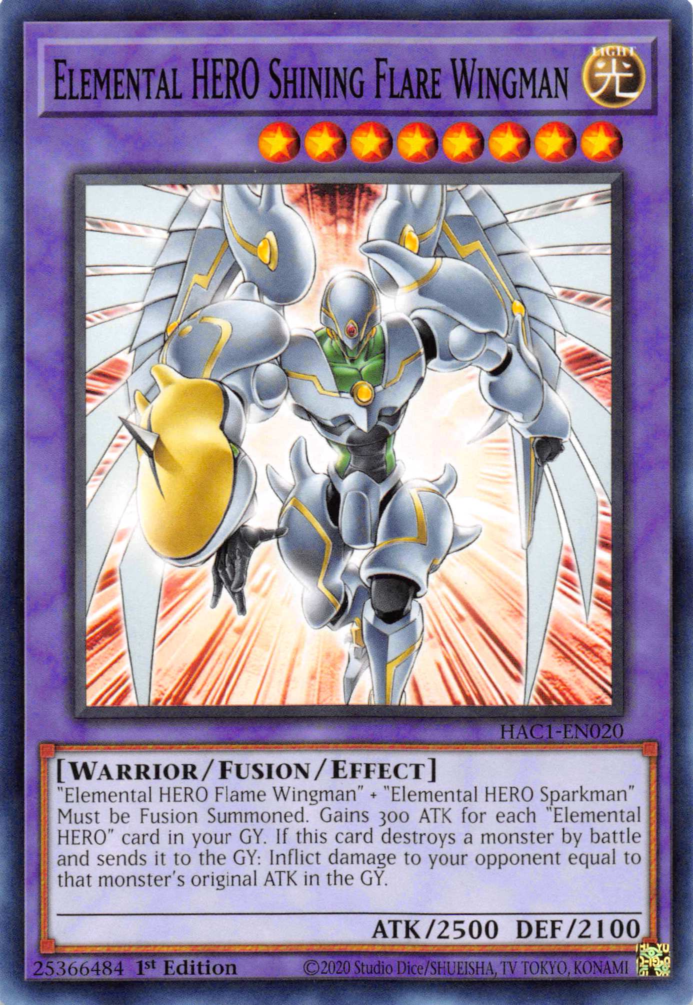 Elemental HERO Shining Flare Wingman (Duel Terminal) [HAC1-EN020] Parallel Rare | Dragon's Lair Comics and Fantasy Houston TX