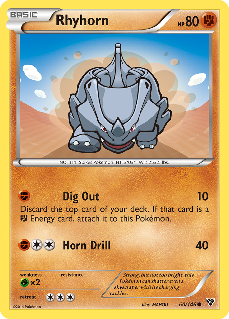 Rhyhorn (60/146) [XY: Base Set] | Dragon's Lair Comics and Fantasy Houston TX
