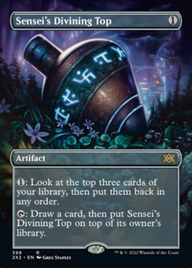 Sensei's Divining Top (Borderless Alternate Art) [Double Masters 2022] | Dragon's Lair Comics and Fantasy Houston TX