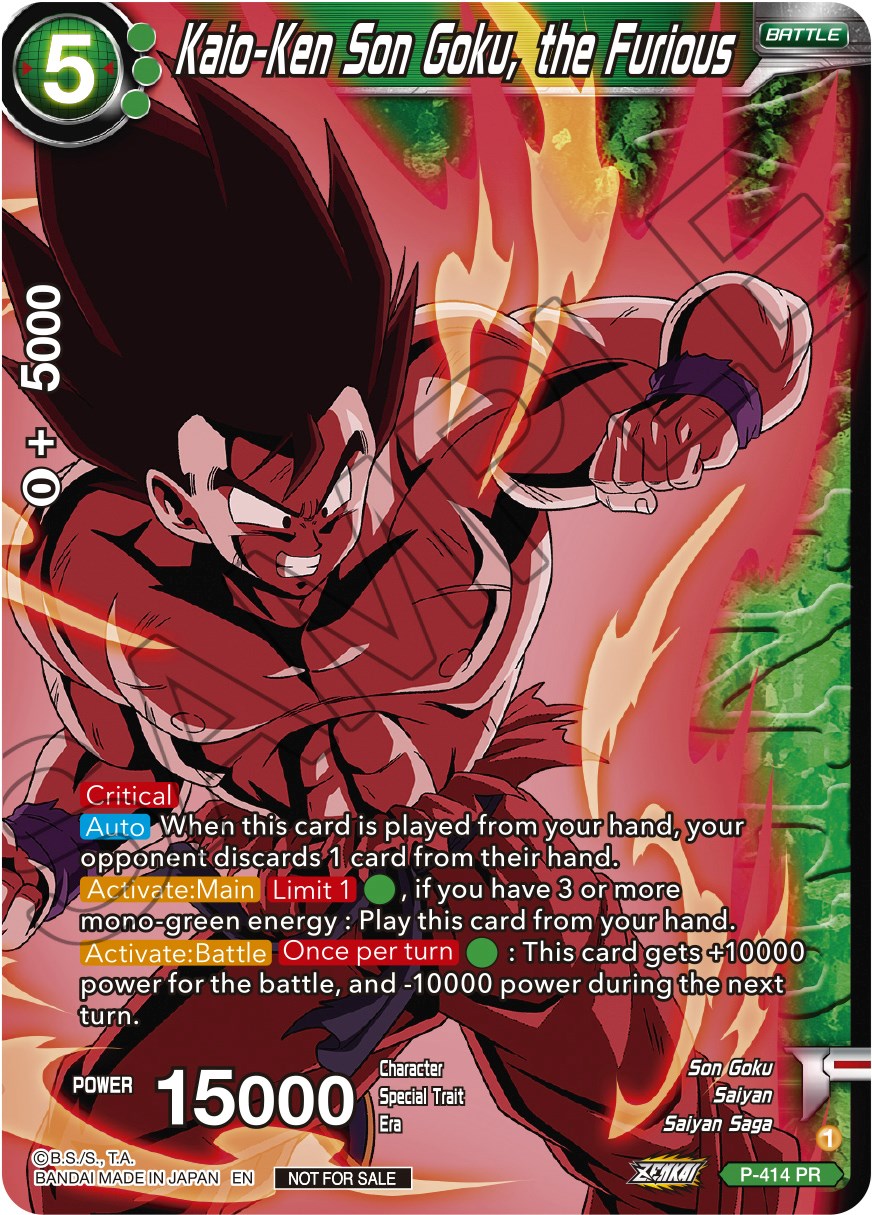 Kaio-Ken Son Goku, the Furious (Zenkai Series Tournament Pack Vol.1 Winner) (P-414) [Tournament Promotion Cards] | Dragon's Lair Comics and Fantasy Houston TX