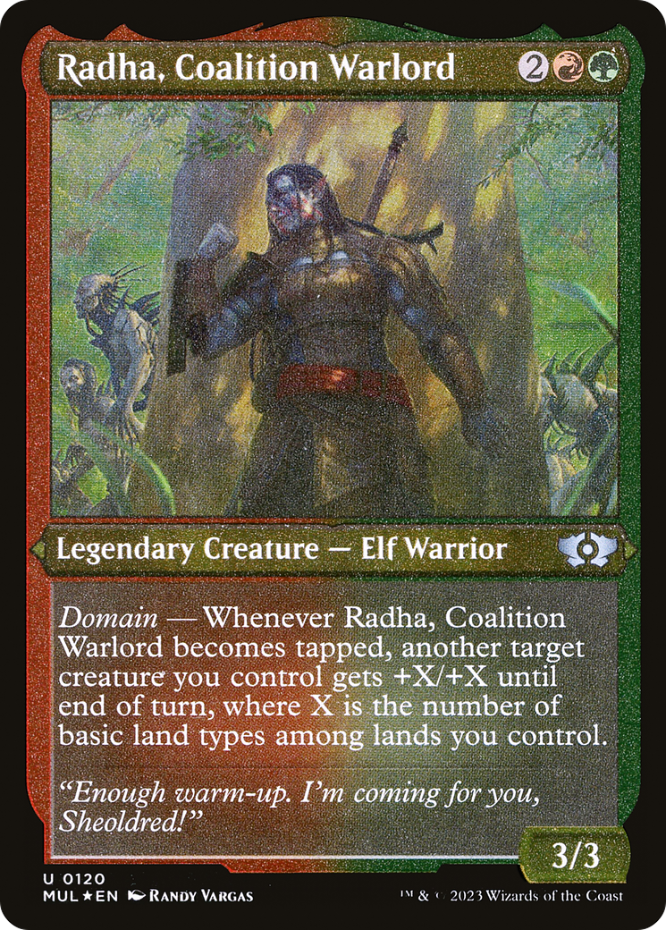 Radha, Coalition Warlord (Foil Etched) [Multiverse Legends] | Dragon's Lair Comics and Fantasy Houston TX