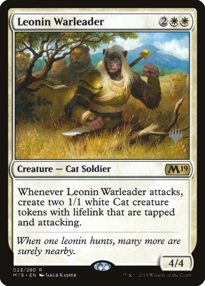 Leonin Warleader (Promo Pack) [Core Set 2019 Promos] | Dragon's Lair Comics and Fantasy Houston TX