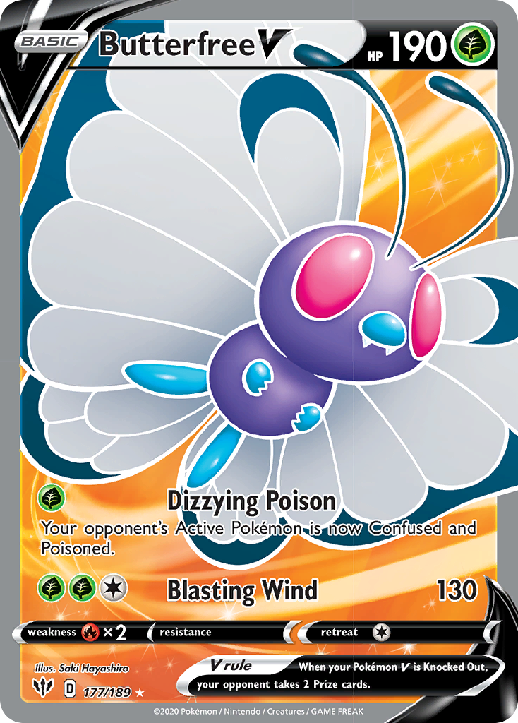 Butterfree V (177/189) [Sword & Shield: Darkness Ablaze] | Dragon's Lair Comics and Fantasy Houston TX