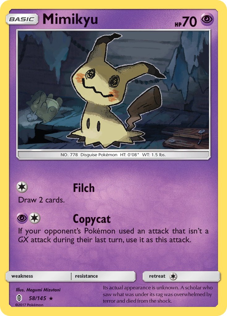 Mimikyu (58/145) (Theme Deck Exclusive) [Sun & Moon: Guardians Rising] | Dragon's Lair Comics and Fantasy Houston TX