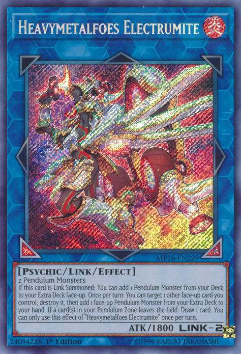 Heavymetalfoes Electrumite [MP18-EN229] Secret Rare | Dragon's Lair Comics and Fantasy Houston TX