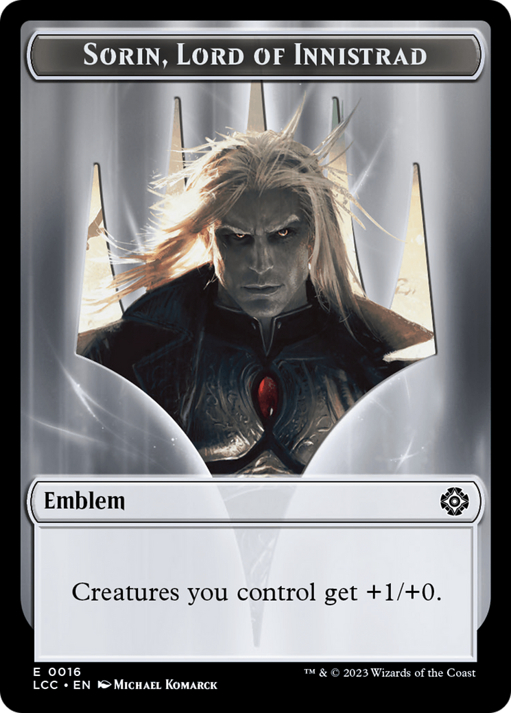 Emblem - Sorin, Lord of Innistrad // Vampire (0004) Double-Sided Token [The Lost Caverns of Ixalan Commander Tokens] | Dragon's Lair Comics and Fantasy Houston TX