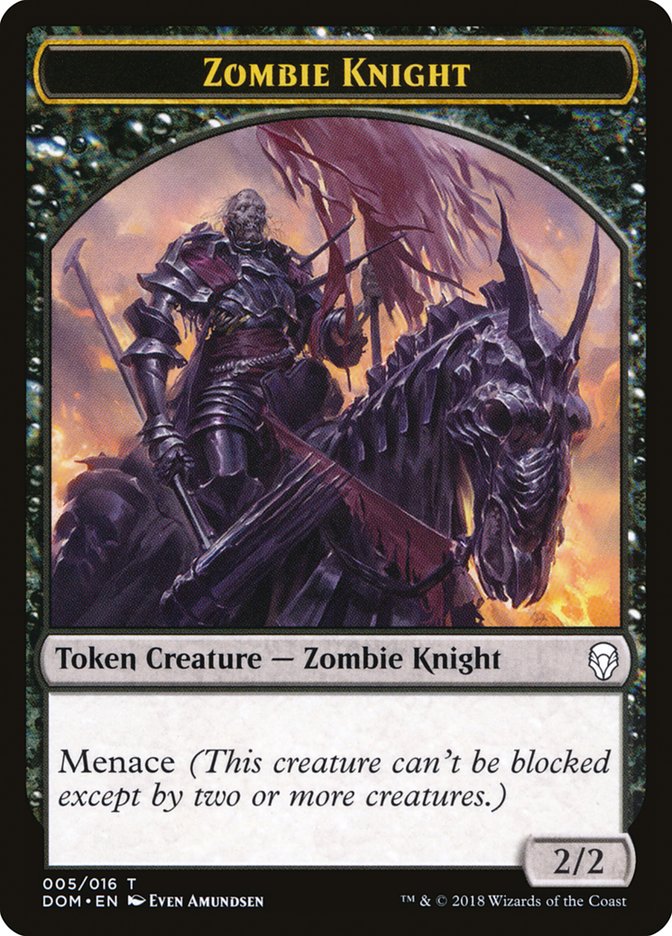 Zombie Knight Token [Dominaria Tokens] | Dragon's Lair Comics and Fantasy Houston TX