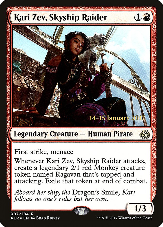 Kari Zev, Skyship Raider [Aether Revolt Prerelease Promos] | Dragon's Lair Comics and Fantasy Houston TX