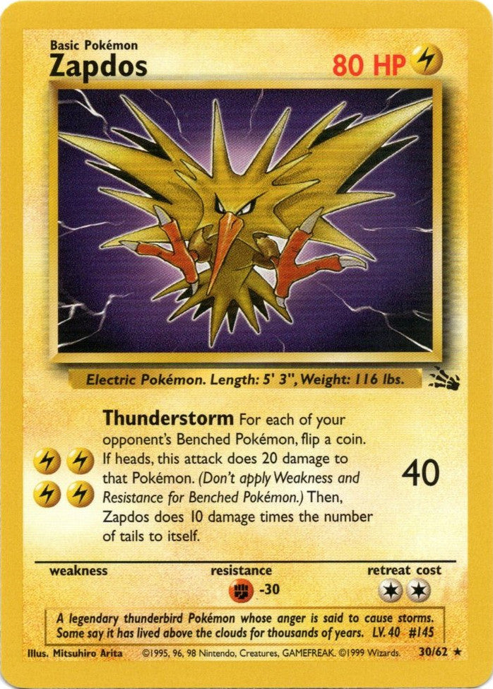 Zapdos (30/62) [Fossil Unlimited] | Dragon's Lair Comics and Fantasy Houston TX