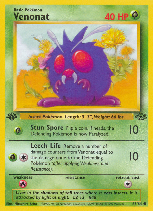 Venonat (63/64) [Jungle 1st Edition] | Dragon's Lair Comics and Fantasy Houston TX