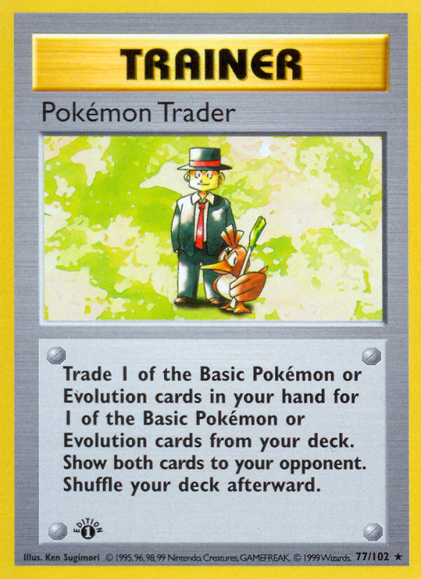 Pokemon Trader (77/102) (Shadowless) [Base Set 1st Edition] | Dragon's Lair Comics and Fantasy Houston TX