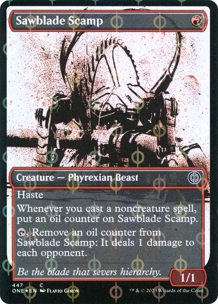 Sawblade Scamp (Showcase Ichor Step-and-Compleat Foil) [Phyrexia: All Will Be One] | Dragon's Lair Comics and Fantasy Houston TX