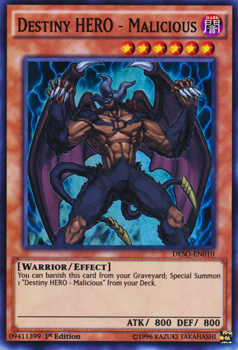 Destiny HERO - Malicious [DESO-EN010] Super Rare | Dragon's Lair Comics and Fantasy Houston TX