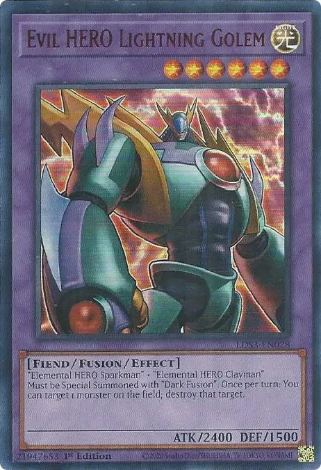Evil HERO Lightning Golem (Red) [LDS3-EN028] Ultra Rare | Dragon's Lair Comics and Fantasy Houston TX