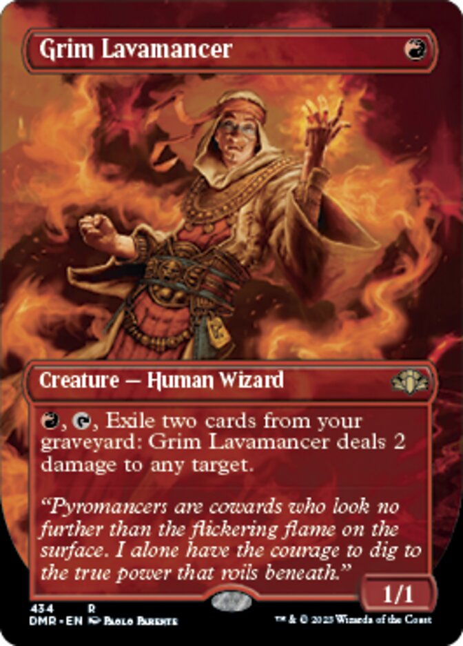 Grim Lavamancer (Borderless Alternate Art) [Dominaria Remastered] | Dragon's Lair Comics and Fantasy Houston TX
