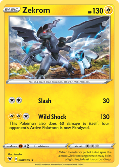 Zekrom (060/185) [Sword & Shield: Vivid Voltage] | Dragon's Lair Comics and Fantasy Houston TX