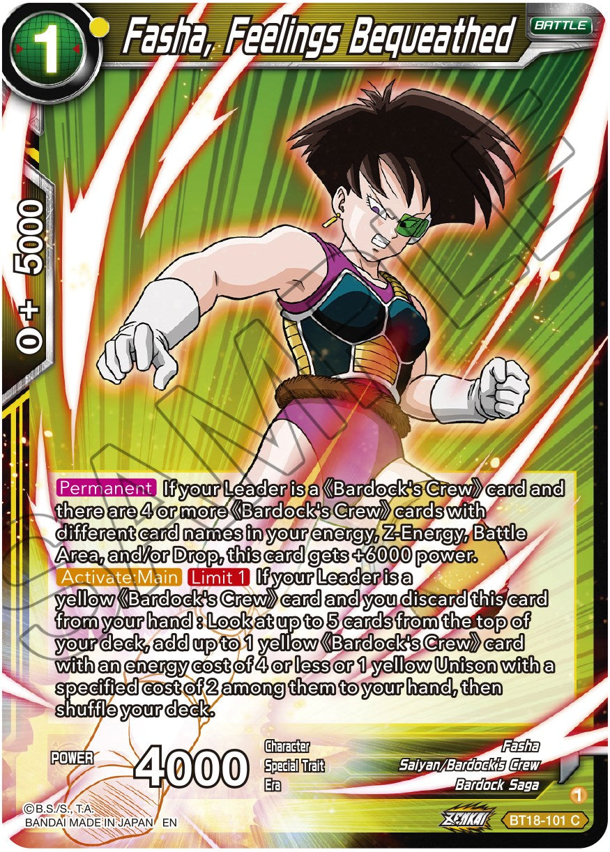 Fasha, Feelings Bequeathed (BT18-101) [Dawn of the Z-Legends] | Dragon's Lair Comics and Fantasy Houston TX