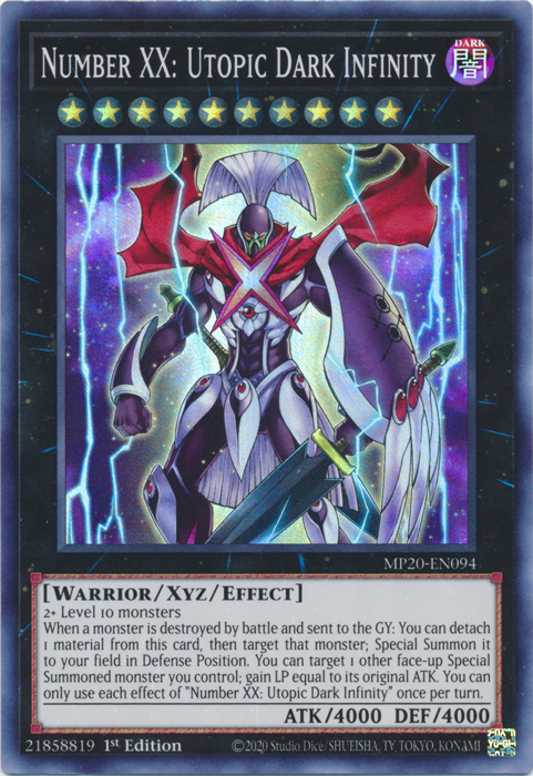 Number XX: Utopic Dark Infinity [MP20-EN094] Super Rare | Dragon's Lair Comics and Fantasy Houston TX