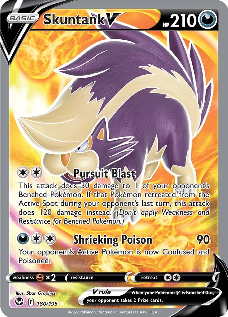 Skuntank V (180/195) [Sword & Shield: Silver Tempest] | Dragon's Lair Comics and Fantasy Houston TX