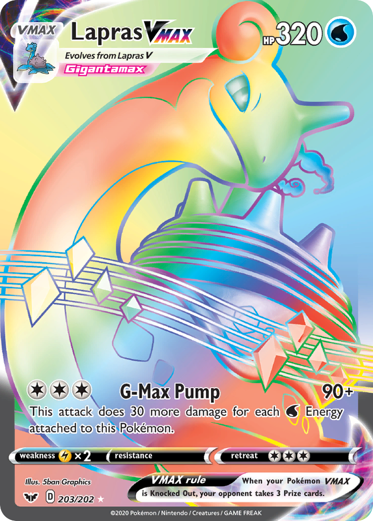 Lapras VMAX (203/202) [Sword & Shield: Base Set] | Dragon's Lair Comics and Fantasy Houston TX