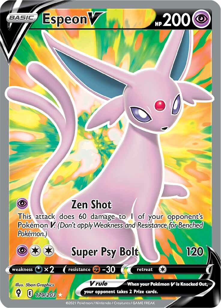 Espeon V (179/203) [Sword & Shield: Evolving Skies] | Dragon's Lair Comics and Fantasy Houston TX