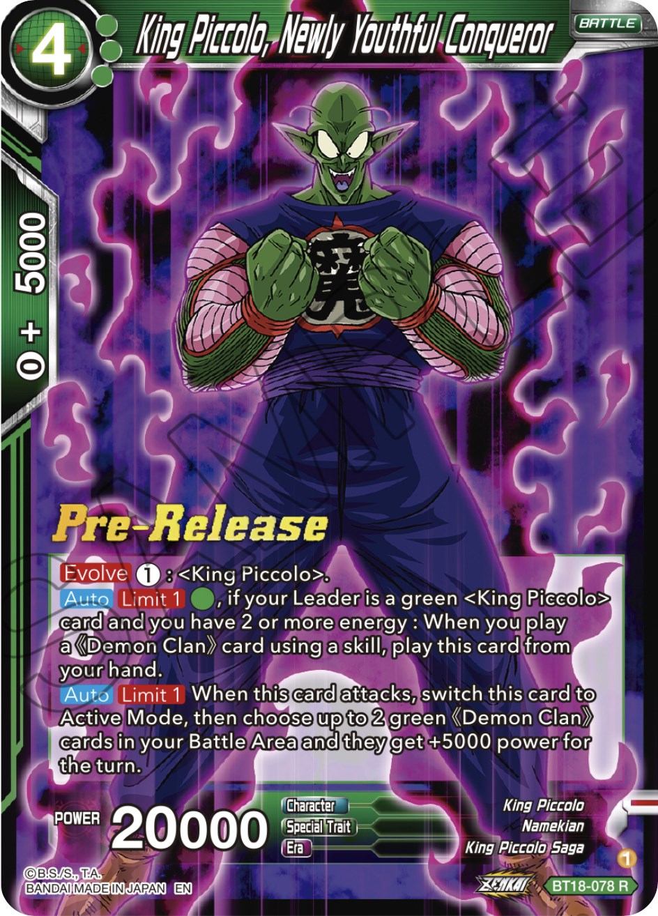 King Piccolo, Newly Youthful Conqueror (BT18-078) [Dawn of the Z-Legends Prerelease Promos] | Dragon's Lair Comics and Fantasy Houston TX