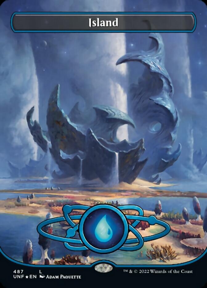 Island (487) (Planetary Space-ic Land) (Galaxy Foil) [Unfinity] | Dragon's Lair Comics and Fantasy Houston TX