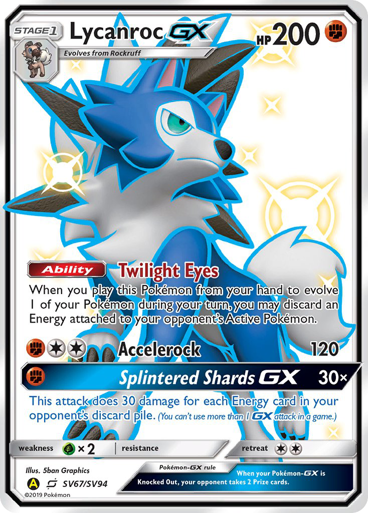Lycanroc GX (SV67/SV94) [Sun & Moon: Hidden Fates - Shiny Vault] | Dragon's Lair Comics and Fantasy Houston TX